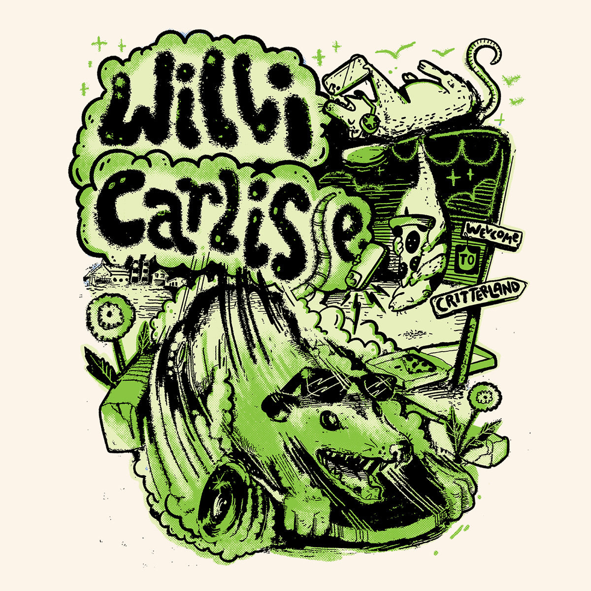 Possum Skating Glow-in-the-Dark Baseball Tee