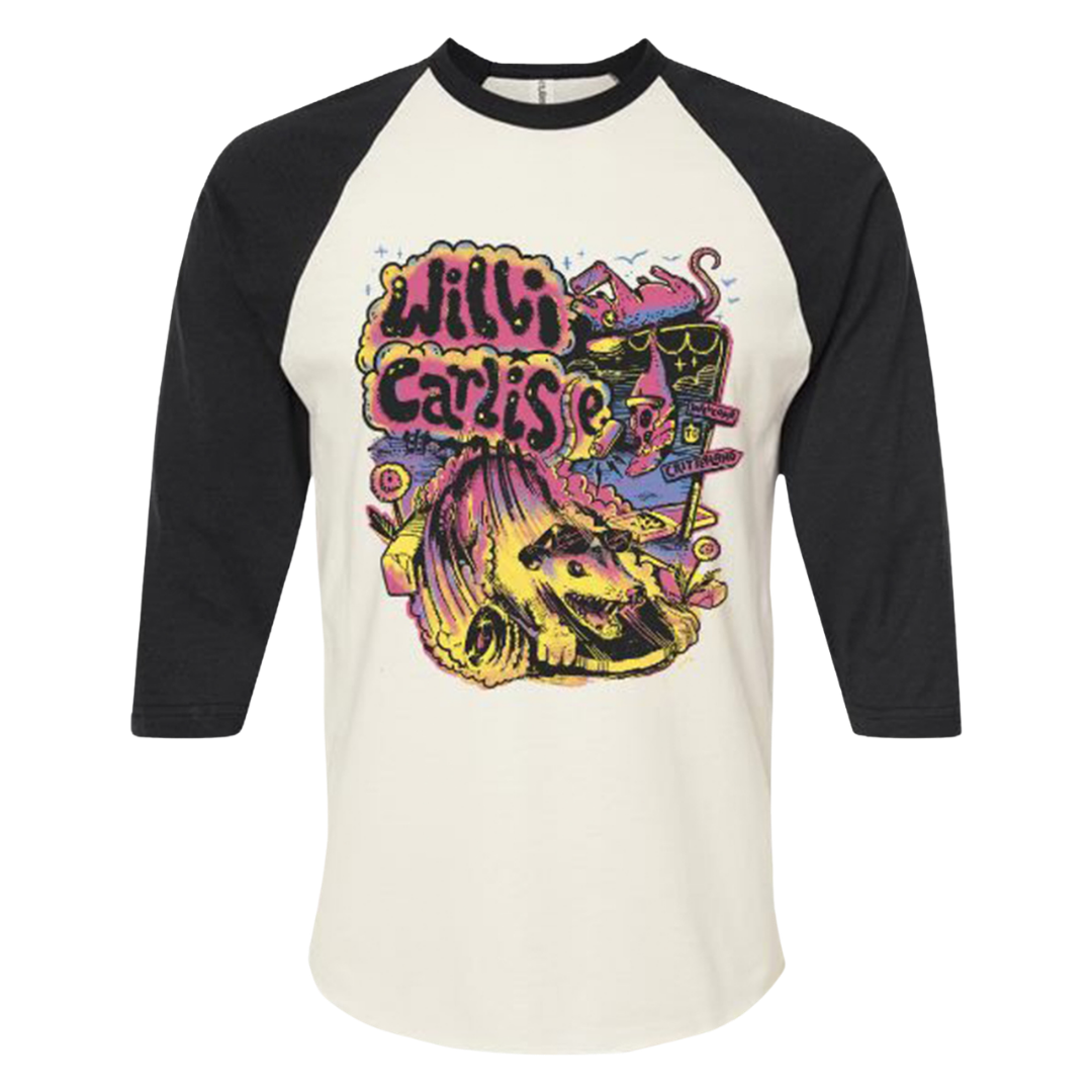 Possum Skating Multi-Color Baseball Tee