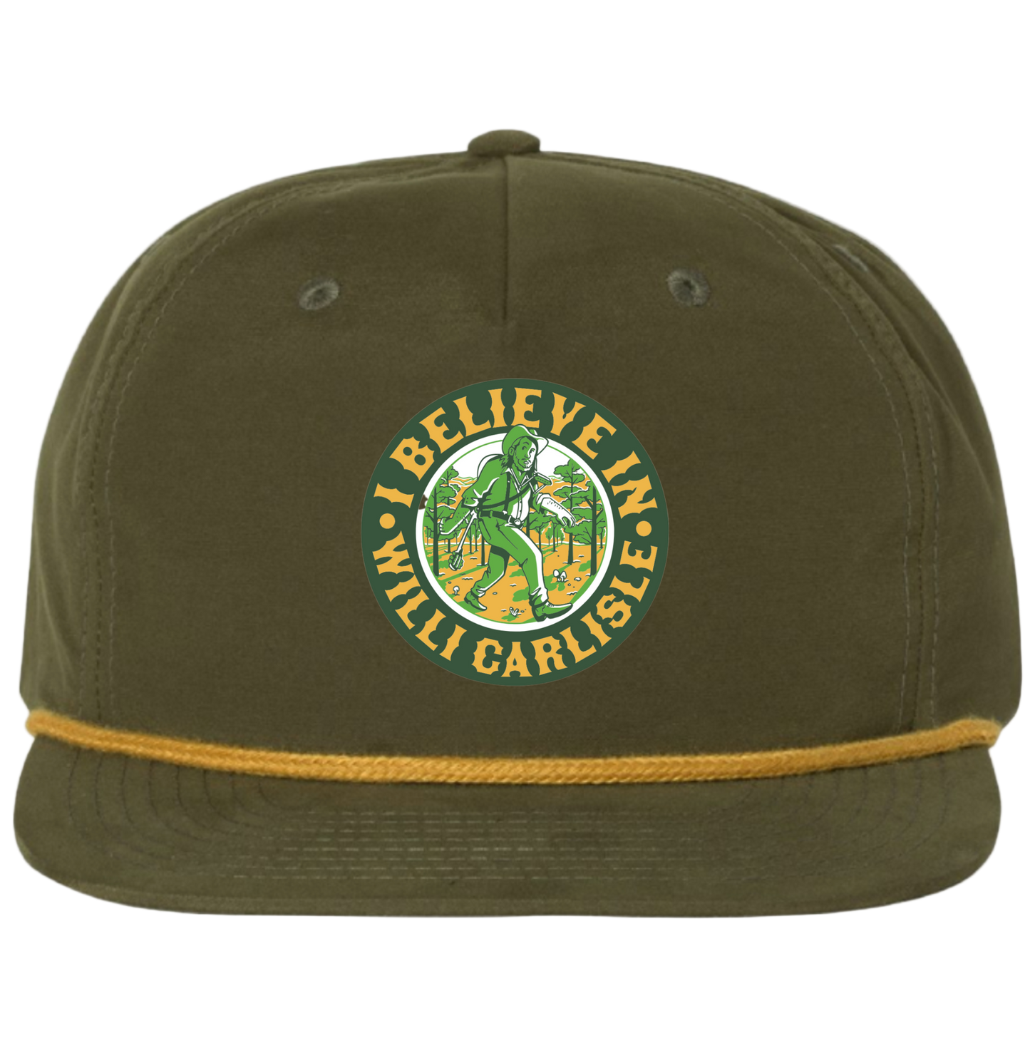 "I Believe in Willi Carlisle" Rope Hat in Loden Green