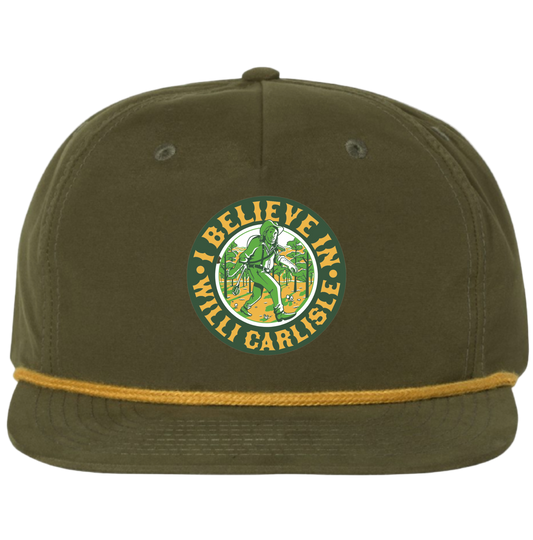 "I Believe in Willi Carlisle" Rope Hat in Loden Green