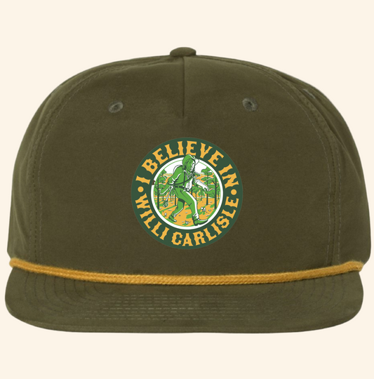 "I Believe in Willi Carlisle" Rope Hat in Loden Green