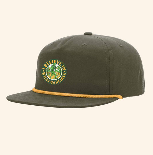 "I Believe in Willi Carlisle" Rope Hat in Loden Green