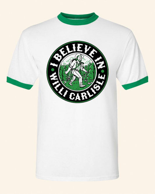 NEW I Believe in Willi Carlisle Ringer Tee in Kelly