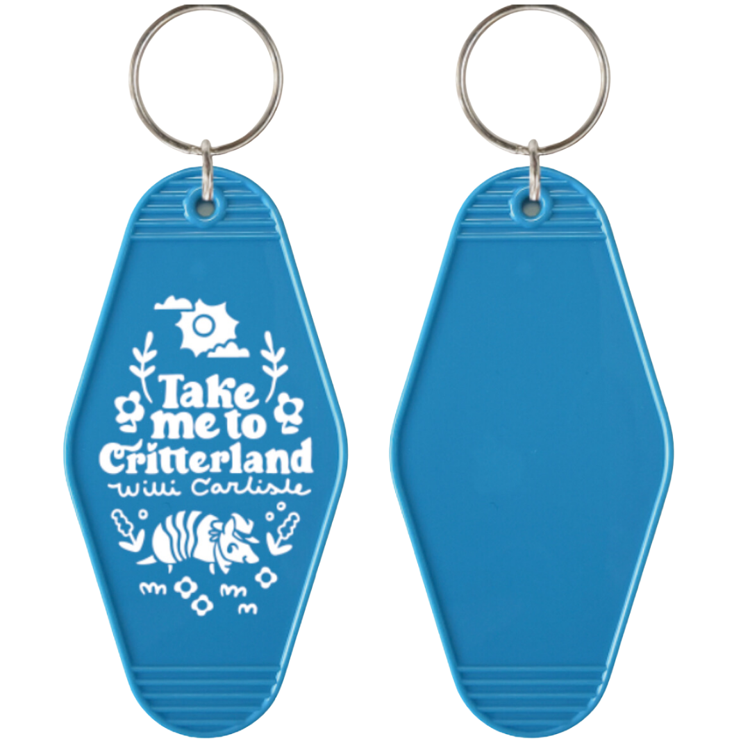 Take Me To Critterland Motel Tag Keychain