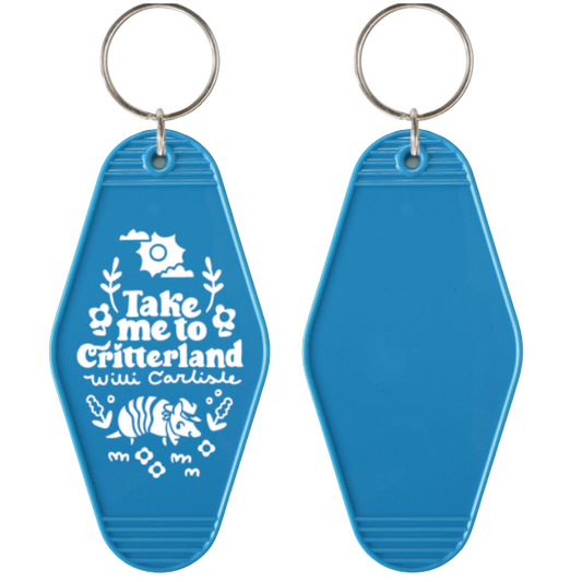 Take Me To Critterland Motel Tag Keychain