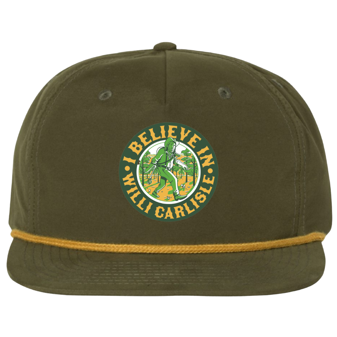 "I Believe in Willi Carlisle" Rope Hat in Loden Green